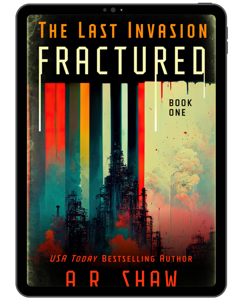 A digital book cover for 'The Last Invasion Fractured: Book One' by A.R.