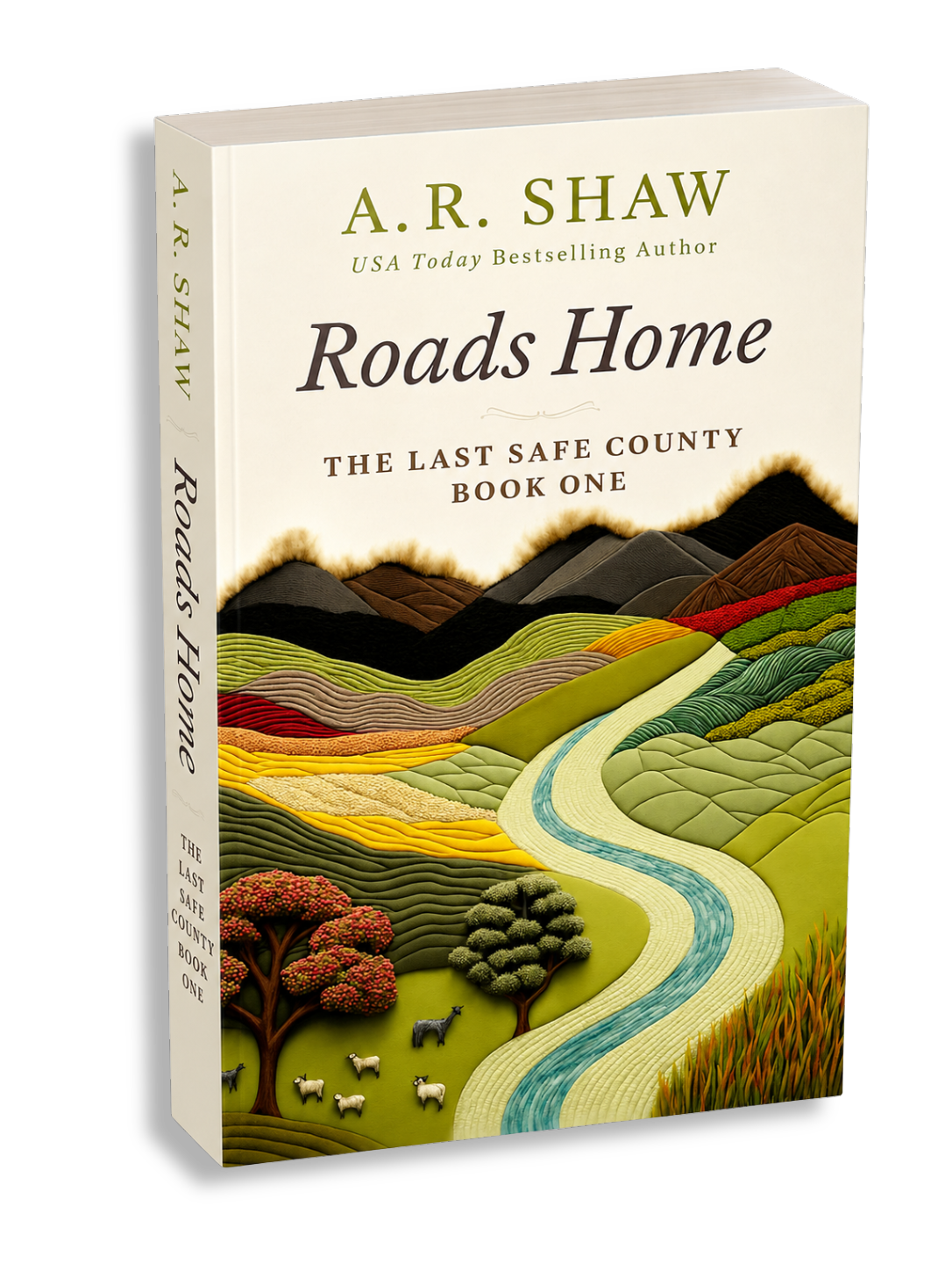 Book cover of 'Roads Home' by A.R. Shaw with a scenic illustration on the cover.