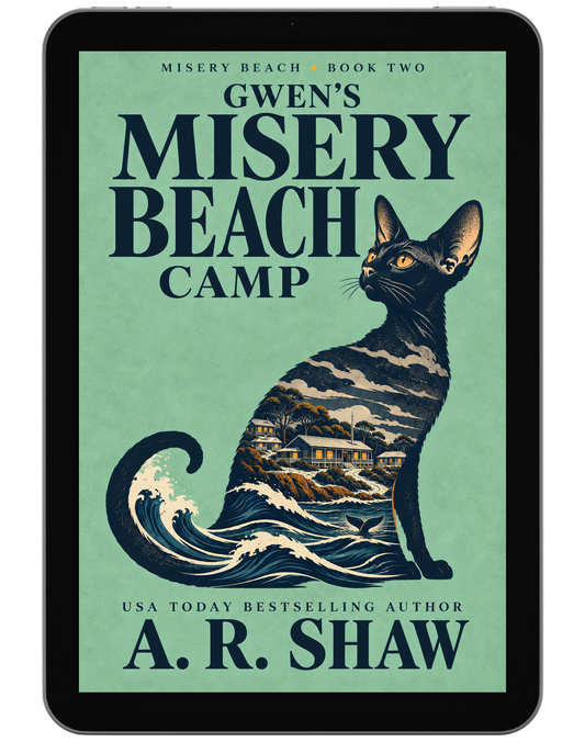 Gwen's Misery Beach Camp by A. R. Shaw displayed on an e-reader