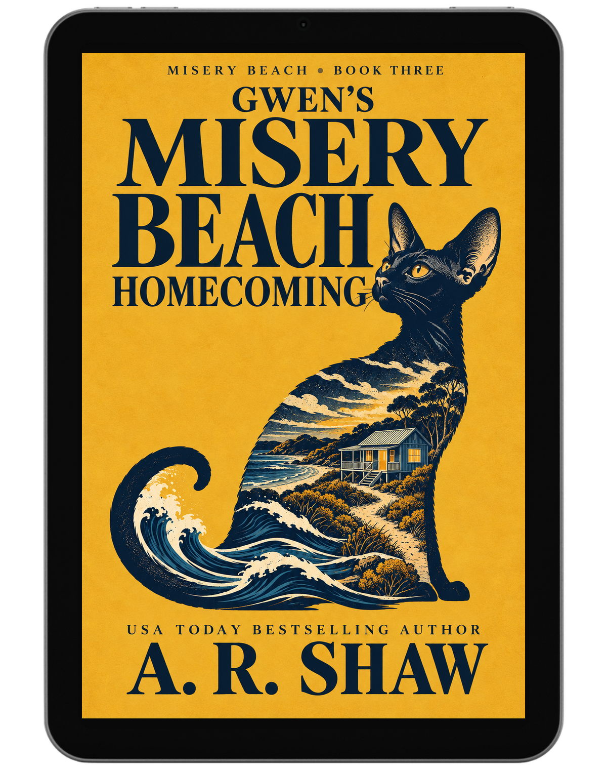 Gwen's Misery Beach Homecoming by A. R. Shaw displayed on an e-reader
