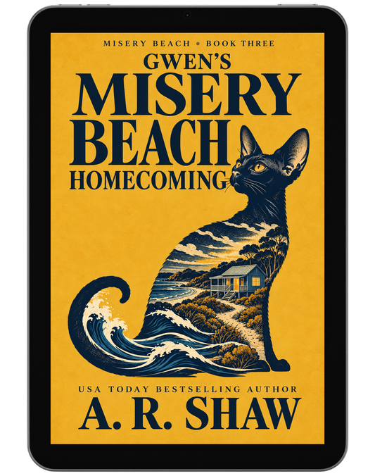 Gwen's Misery Beach Homecoming by A. R. Shaw displayed on an e-reader